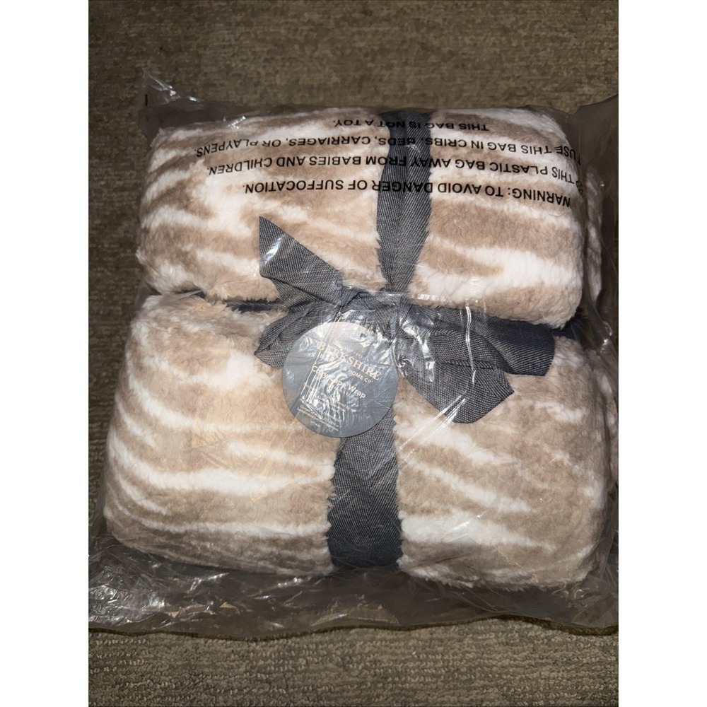 Berkshire Blanket & Home Co Cozy Cape Wrap Throw 58"x 64" Smoky Zebra Tan White